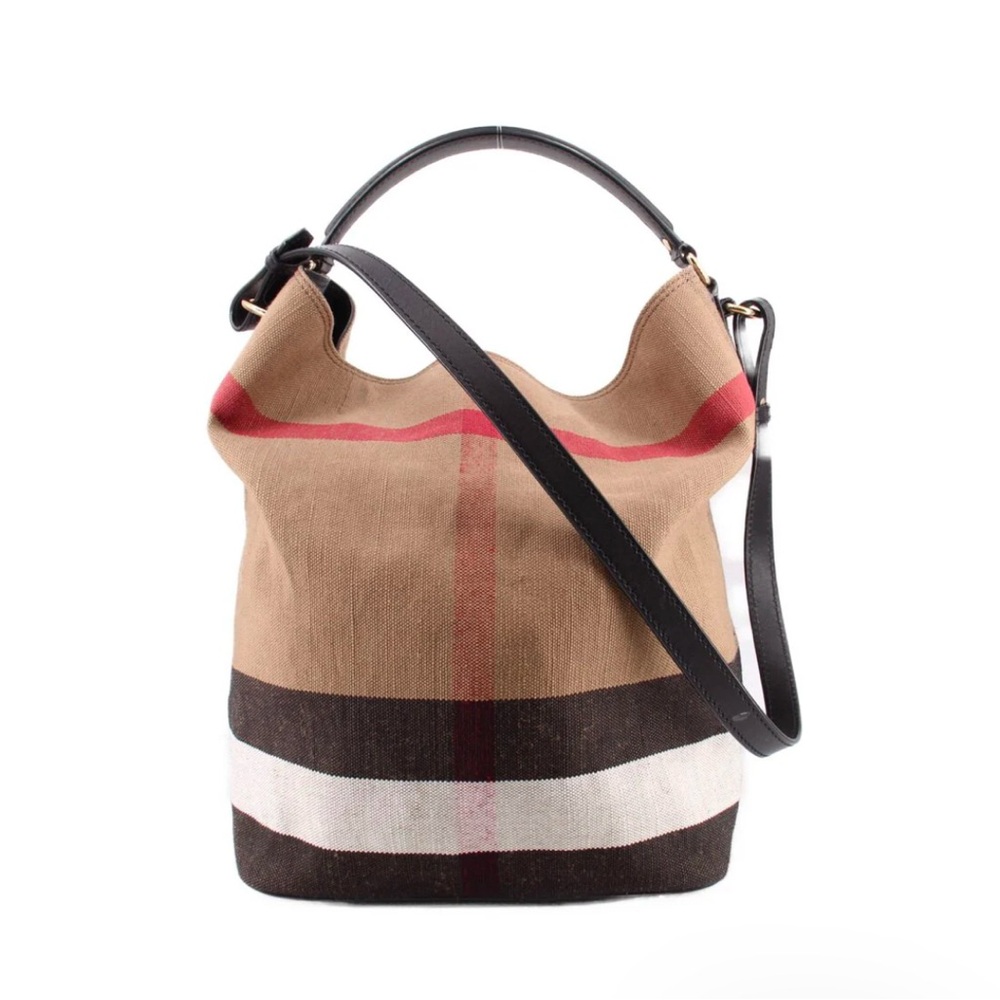 BURBERRY Mega Check Ashby Medium Hobo Tote Bag with detachable mini pouch. NWOT
